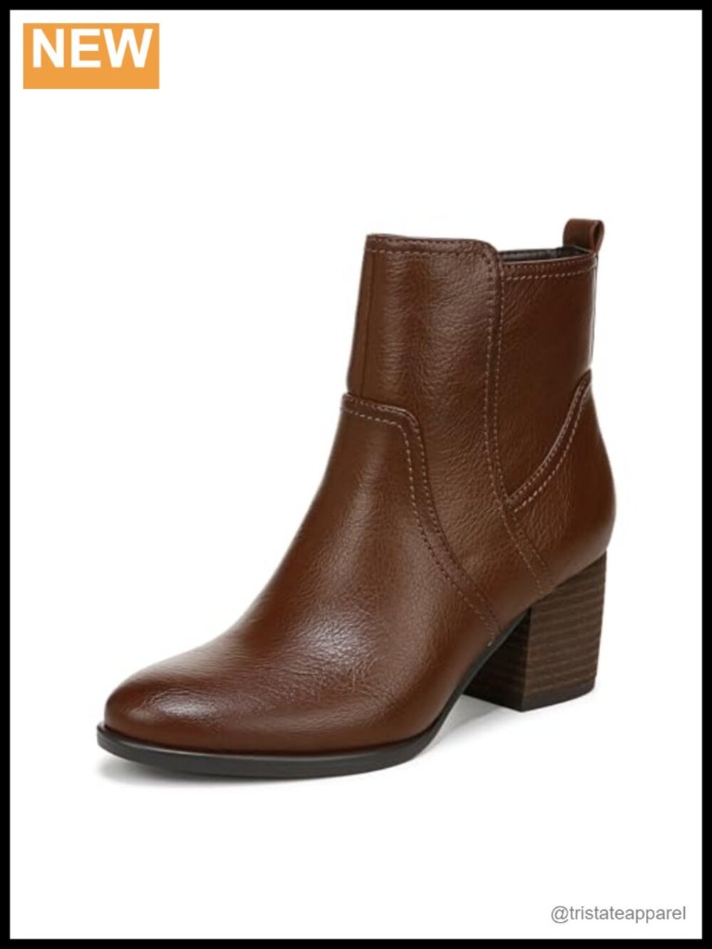 Women's Western Ankle Bootie with Block Heel Side Zip PU
